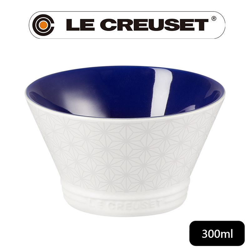 LE CREUSET-新采和風系列-瓷器日式圖騰味增湯碗300ml (靛青藍)