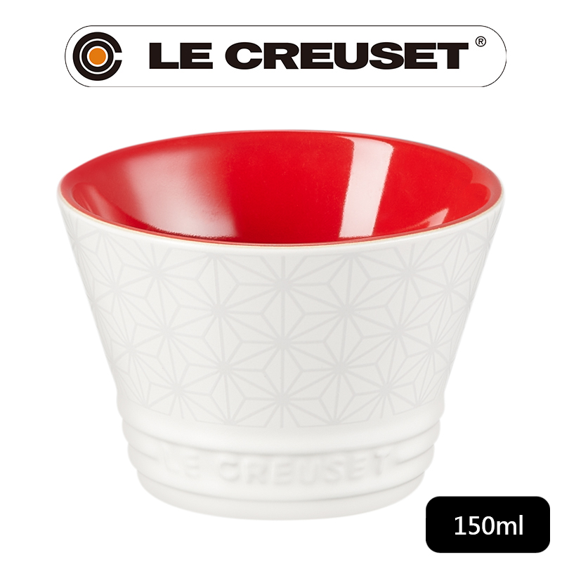 LE CREUSET-新采和風系列-瓷器日式圖騰飯碗150ml (櫻桃紅)
