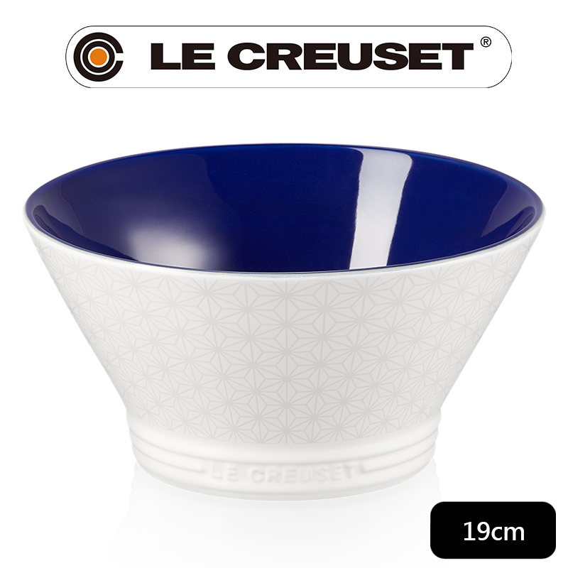 LE CREUSET-新采和風系列-瓷器日式圖騰麵碗19cm (靛青藍)