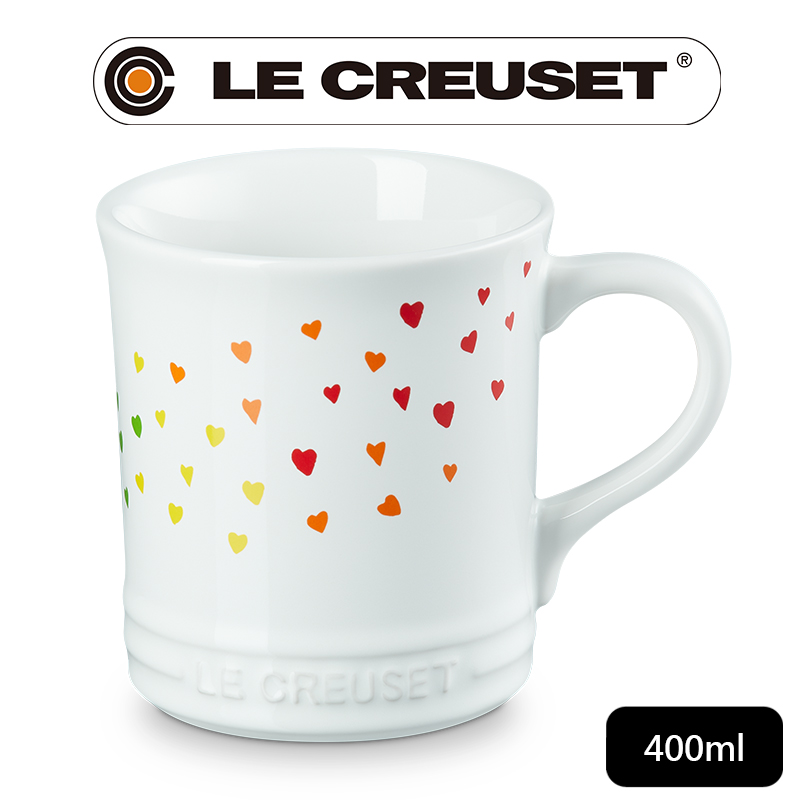 LE CREUSET-瓷器馬克杯 400ml (繽紛愛心白)