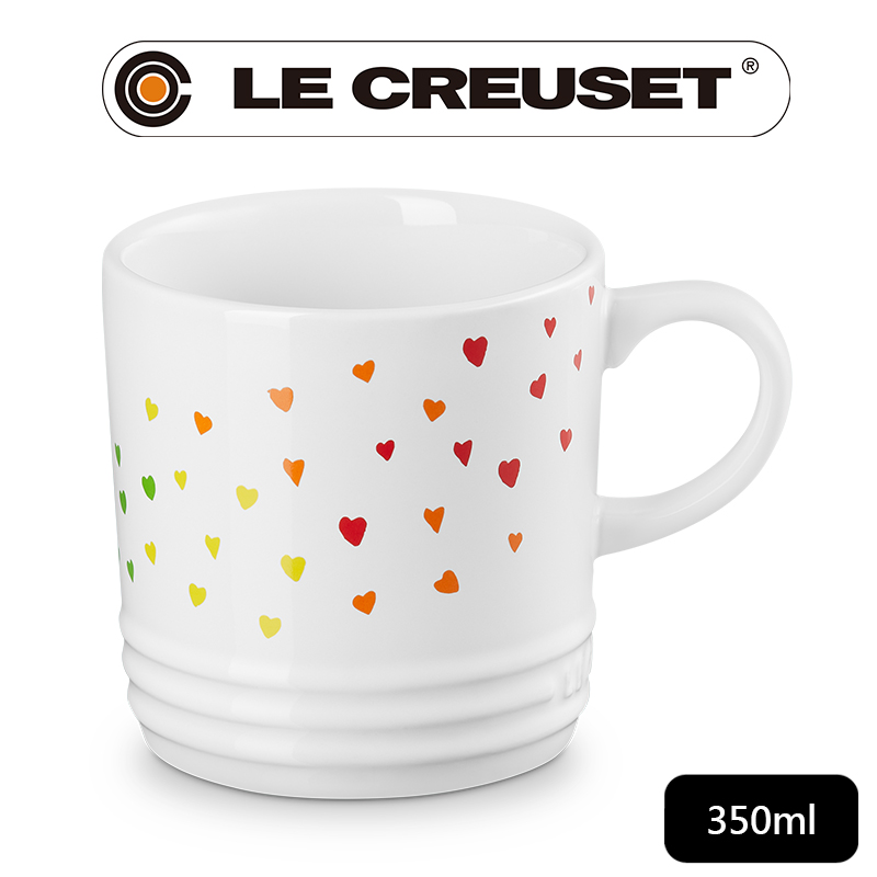LE CREUSET-瓷器英式馬克杯350ml (繽紛愛心白)