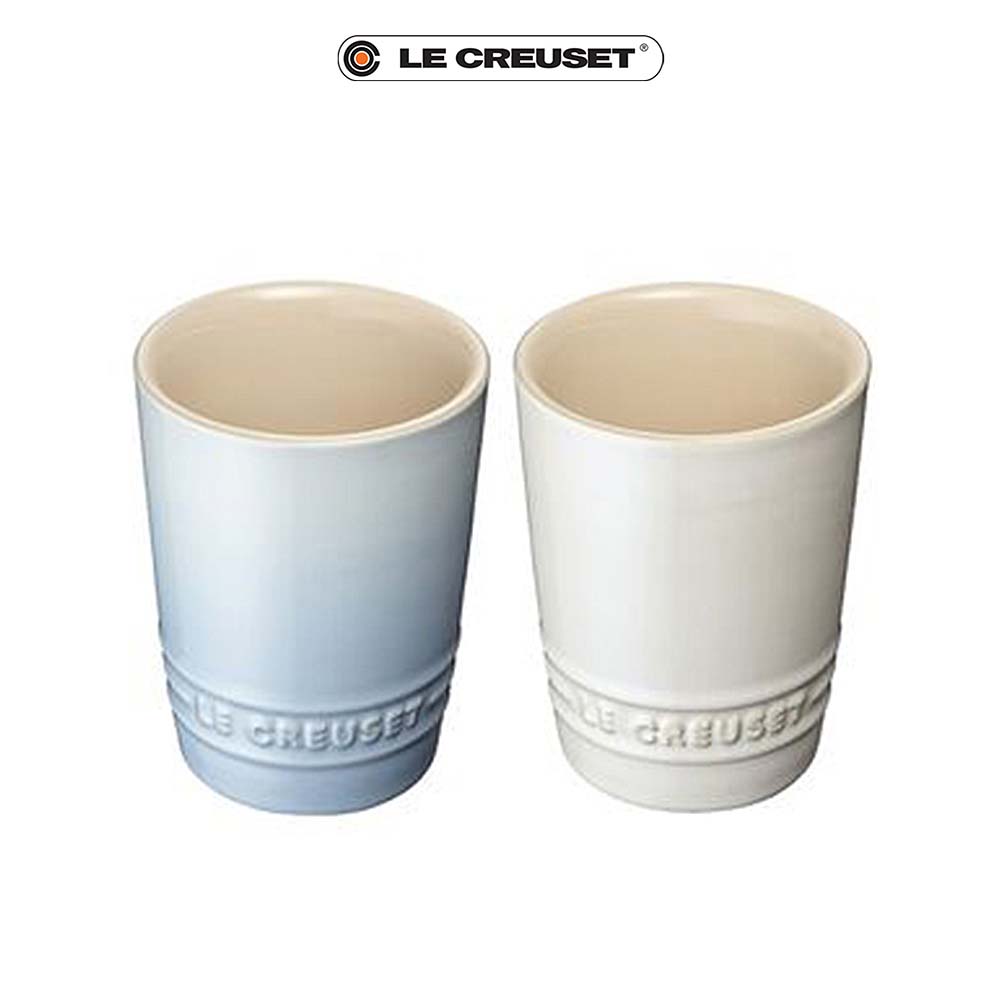 LE CREUSET-瓷器萬用杯 2 入(海岸藍/珠光白)