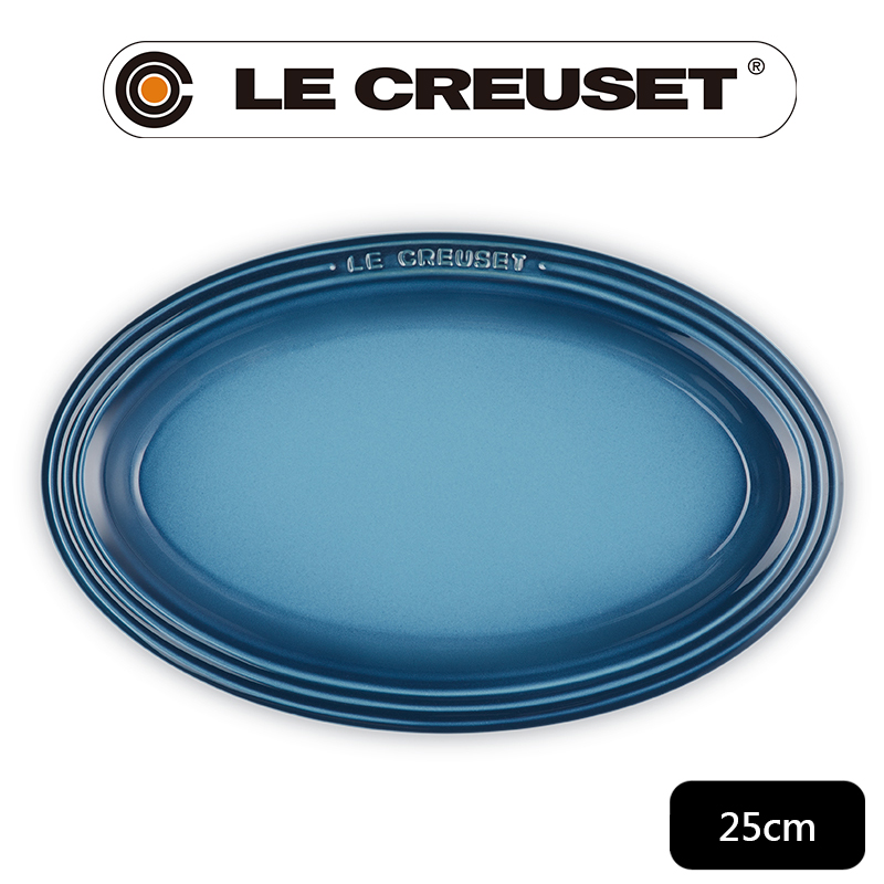 LE CREUSET-瓷器輕虹霓彩系列橢圓盤25cm-水手藍