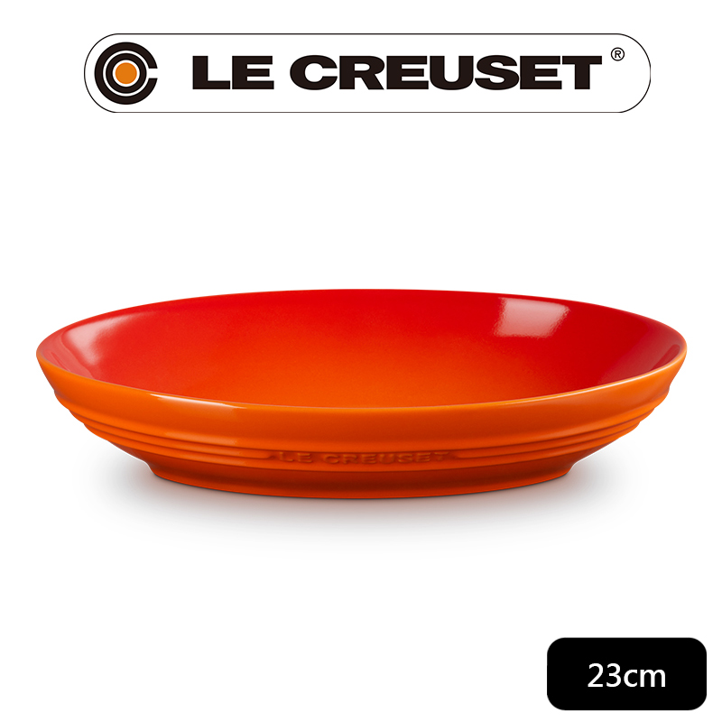 LE CREUSET-瓷器輕虹霓彩系列橢圓深盤23cm-火焰橘