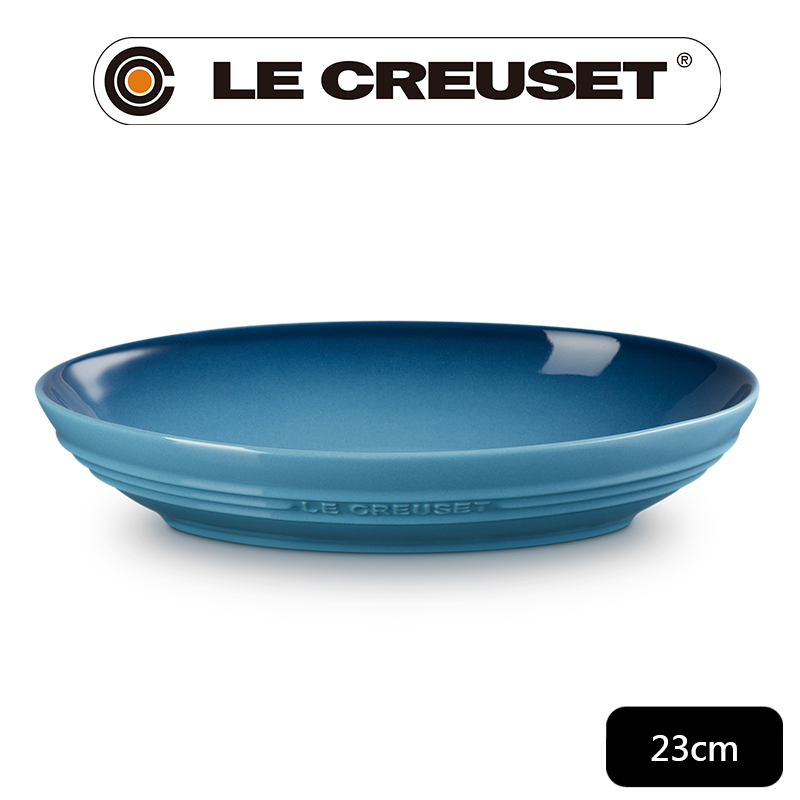 LE CREUSET-瓷器輕虹霓彩系列橢圓深盤23cm-水手藍