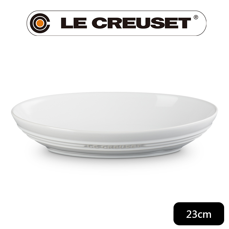 LE CREUSET-瓷器輕虹霓彩系列橢圓深盤23cm-雪花白