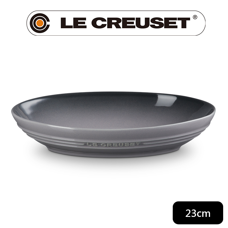 LE CREUSET-瓷器輕虹霓彩系列橢圓深盤23cm-燧石灰