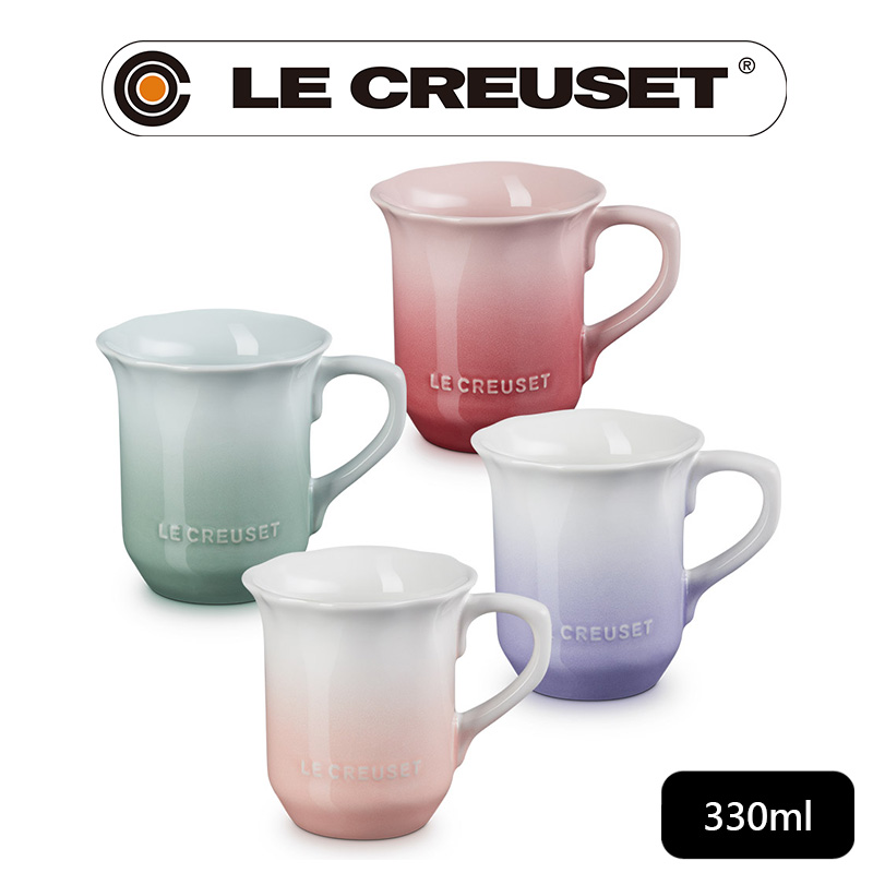 LE CREUSET-凡爾賽花園系列瓷器馬克杯330ml (淡粉紅/淡粉紫/櫻花粉/湖水綠)