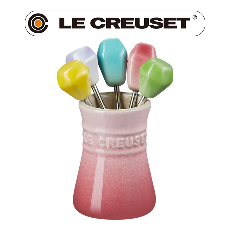 LE CREUSET-瓷器餐叉組5入 (櫻花粉/薄荷綠/粉彩紫/奇異果綠/閃亮黃)