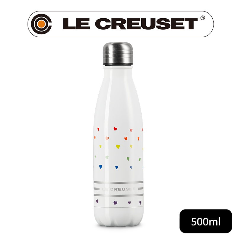 LE CREUSET-運動水瓶 (繽紛愛心白)