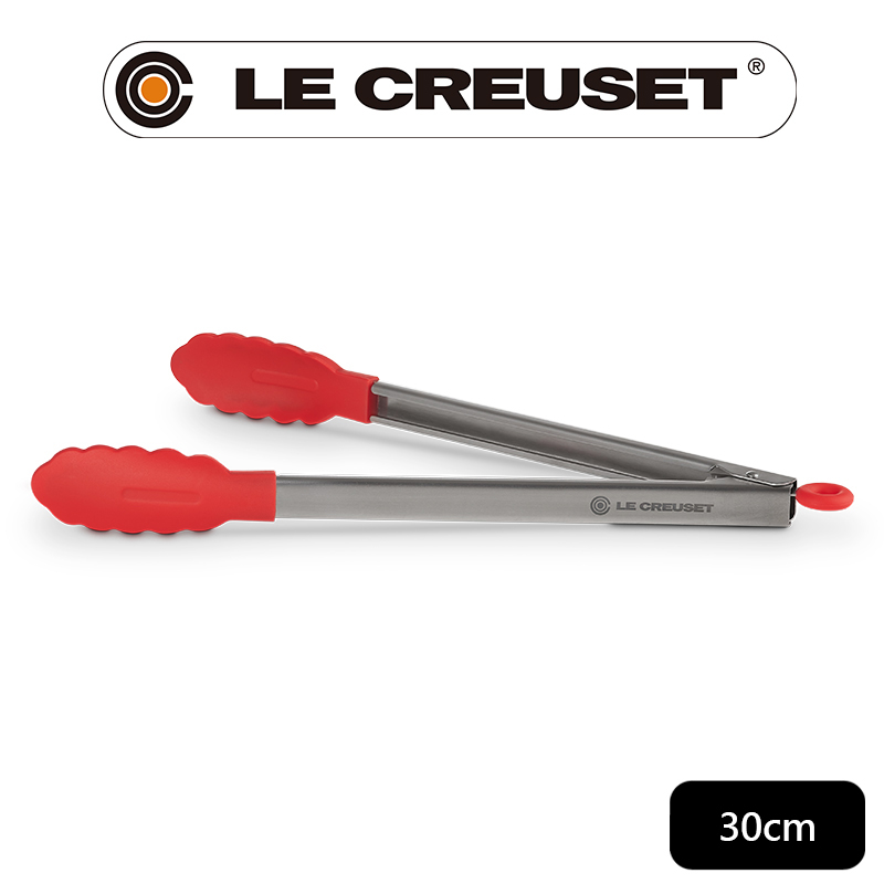 LE CREUSET-不鏽鋼矽膠餐夾 30cm (櫻桃紅)