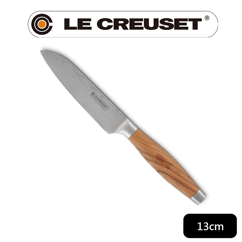 LE CREUSET-大馬士革鋼日式三德刀 13cm (橄欖木柄)