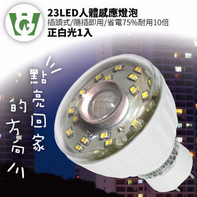 23LED節能減碳感應燈泡(插頭型)(正白光)