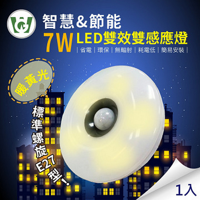 7W LED 雙效雙感應燈(標準螺旋型)(暖黃光)