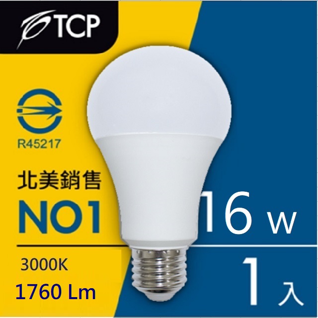 【TCP台灣強凌】16瓦黃光高亮度LED節能燈泡-10入