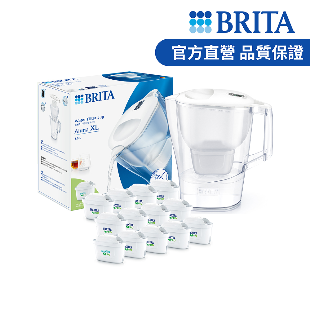 【德國BRITA官方】Aluna MXPRO 3.5L 愛奴娜濾水壺+MAXTRA PRO去水垢專家濾芯12入(共13芯)