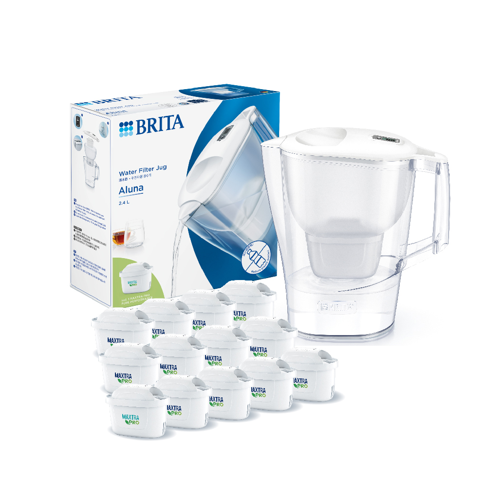 BRITA 【德國官方】Aluna MXPRO 3.5L 愛奴娜濾水壺+MAXTRA PRO去水垢專家濾芯12入(共13芯)