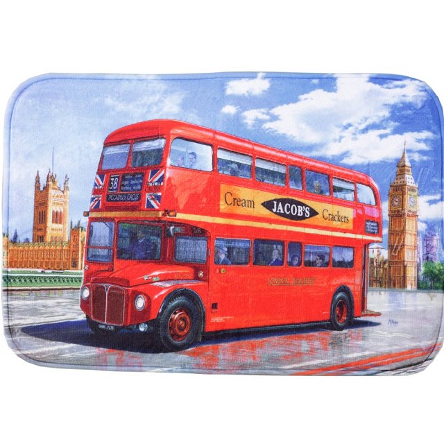 歐洲時尚 舒柔彈力 地墊-英國雙層巴士