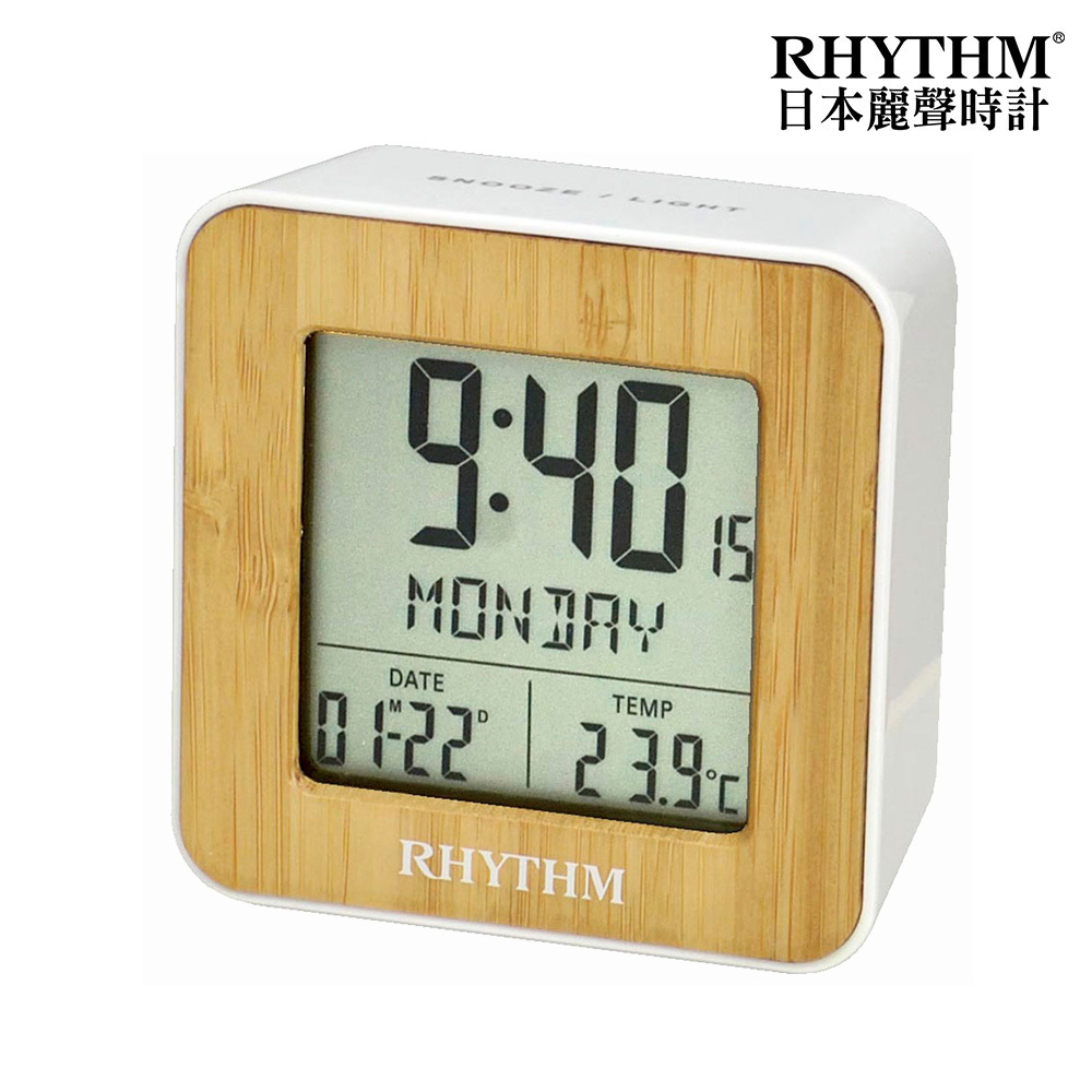 日本麗聲鐘-偽木紋設計日期溫度顯示超實用電子鐘