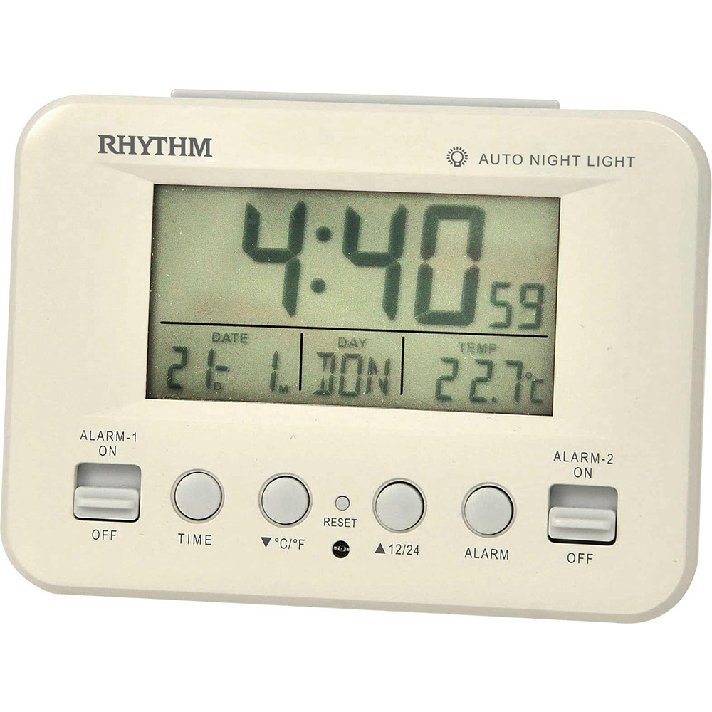 日本麗聲鐘-工業風格日期溫度顯示雙鬧鈴電子鐘