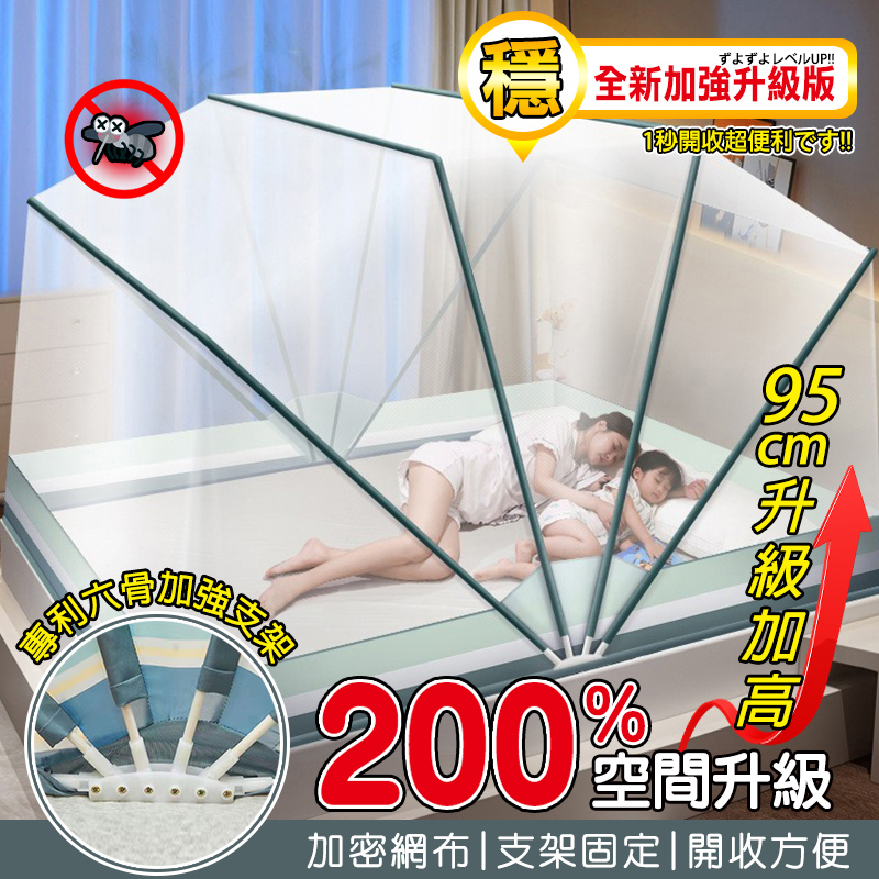 免安裝折疊便攜式蚊帳(六骨加強款)1.5m床