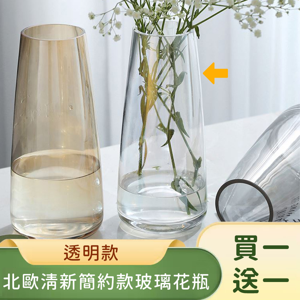 【好拾選物】北歐清新簡約款玻璃花瓶 買一送一