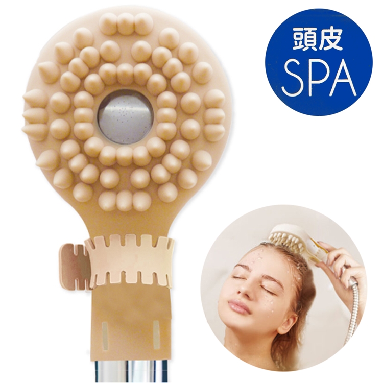 日本Beauty World蓮蓬頭用SPA頭皮按摩梳SWP1201(60個水滴狀矽膠凸點;適直徑7~10cm蓮蓬頭)