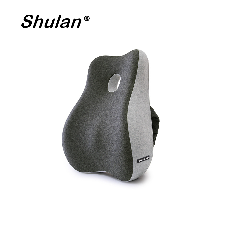 Shulan 經典日式風格護腰靠墊 記憶靠墊 居家背墊 汽車舒壓腰靠墊 (舒適寧靜灰)