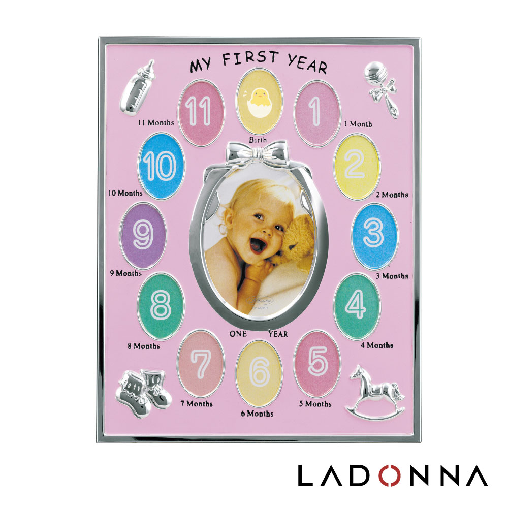 日本 LADONNA Baby 週歲成長記錄相框-粉紅 MB21-130-PK