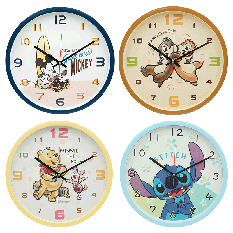 迪士尼Disney 圓型掛鐘 時鐘 壁鐘 奇奇蒂蒂/米奇/史迪奇/小熊維尼【收納王妃】