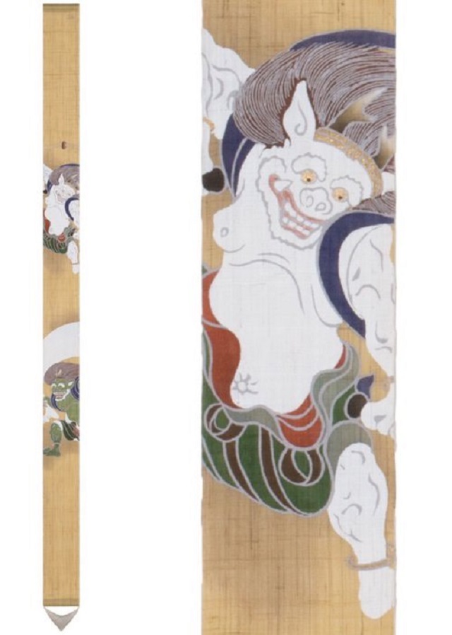 京都手繪細亞麻吊飾-風神雷神