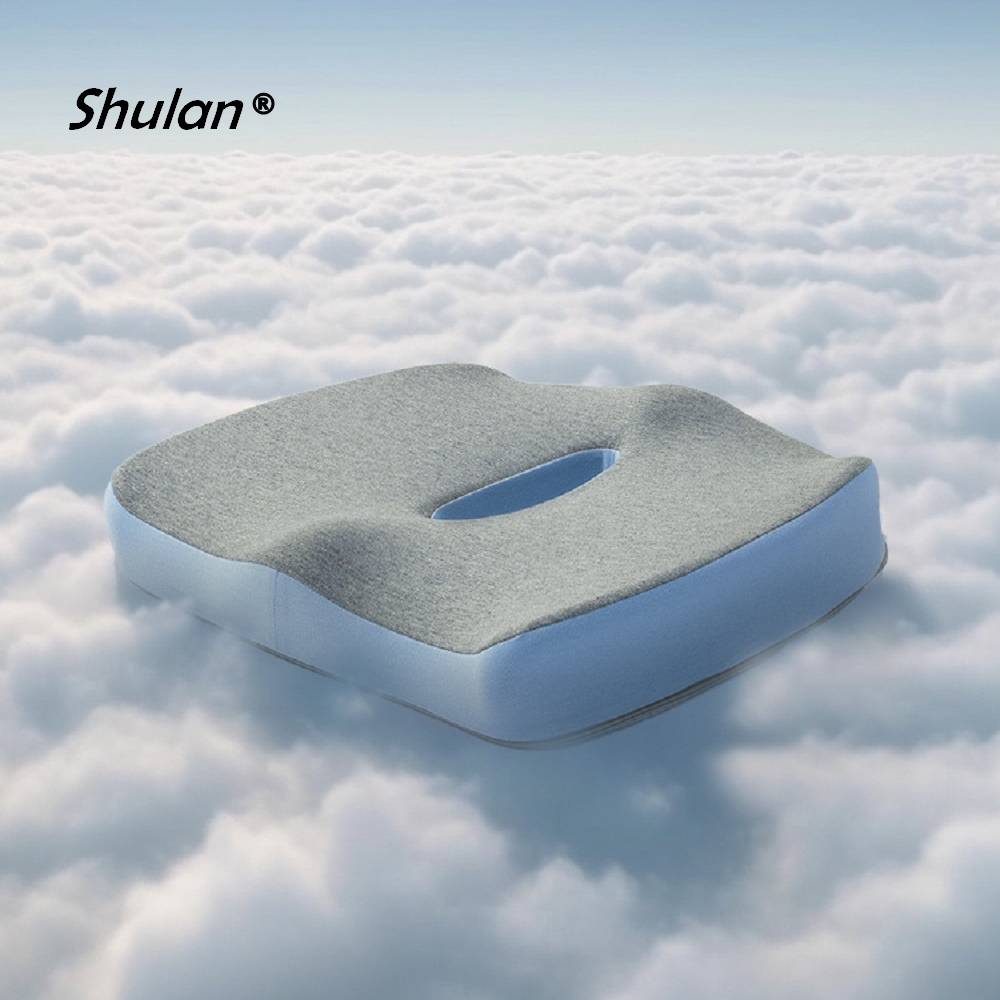 Shulan 新款5D全包裹式美臀記憶坐墊 痔瘡減壓舒壓坐墊 (天空嵐)