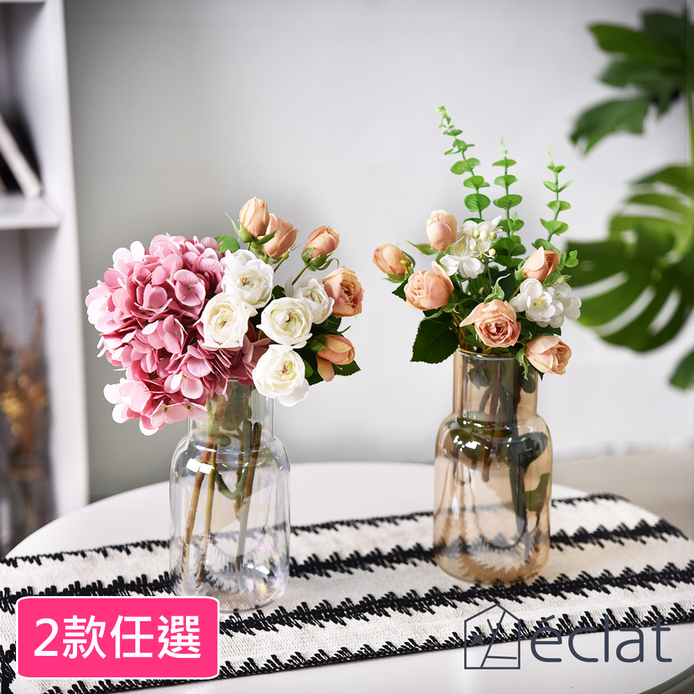 【éclat】歐式輕奢極光晶透玻璃花瓶/花藝擺件/桌面擺飾 2款任選