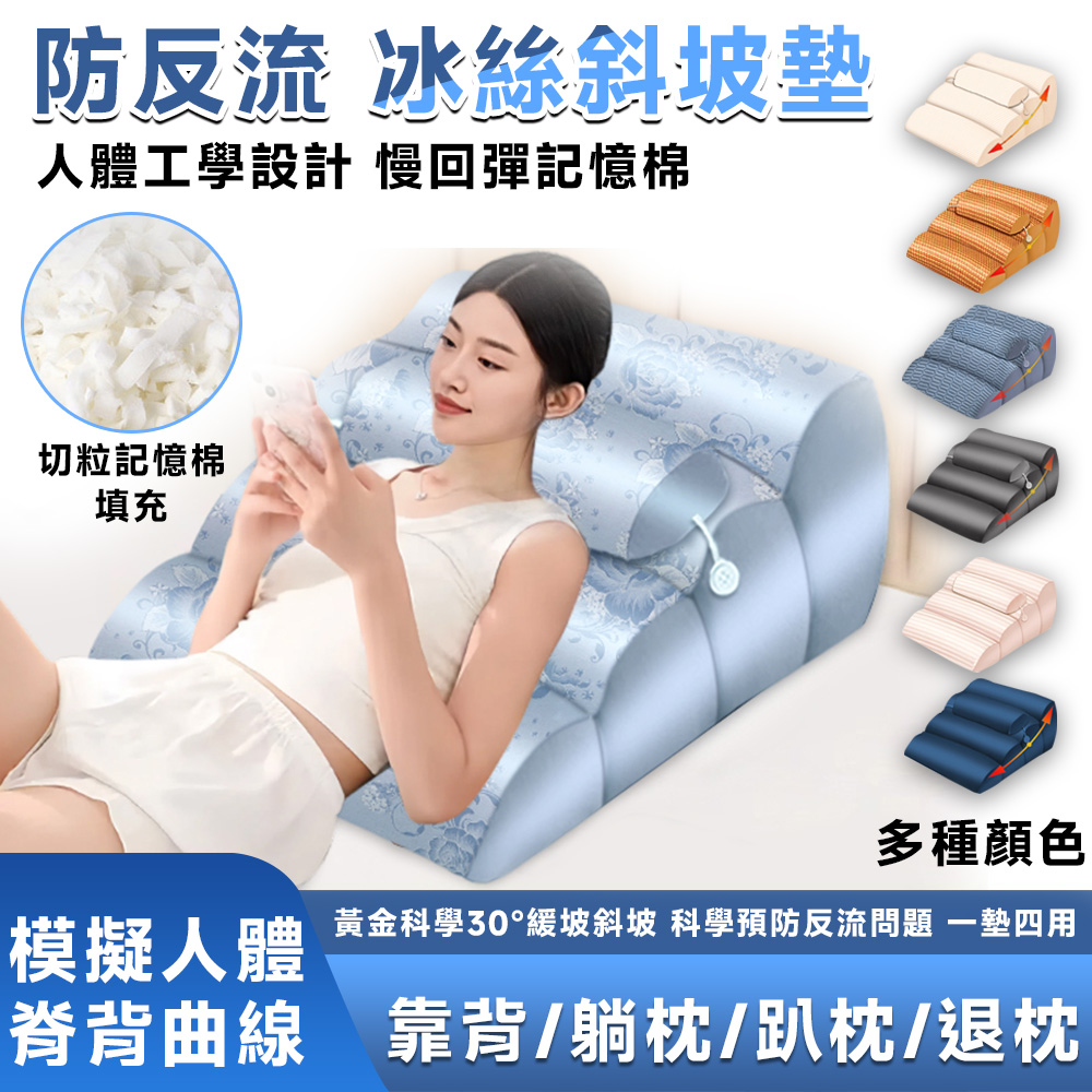 【常隆】三角靠枕 靠背 床頭靠墊 斜坡墊 冰絲靠背 斜坡枕(人體工學)