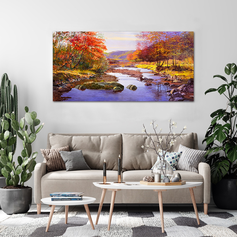 御畫房 金秋溪水 國家一級畫師手繪油畫60×120cm(VF-146)