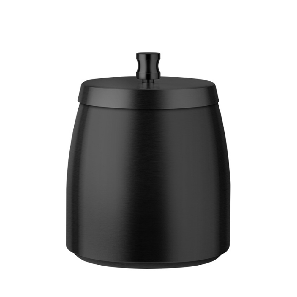 PUSH!居家生活用品拉絲不銹鋼帶蓋煙灰缸防風防飛煙灰煙灰缸(黑色)D244-1