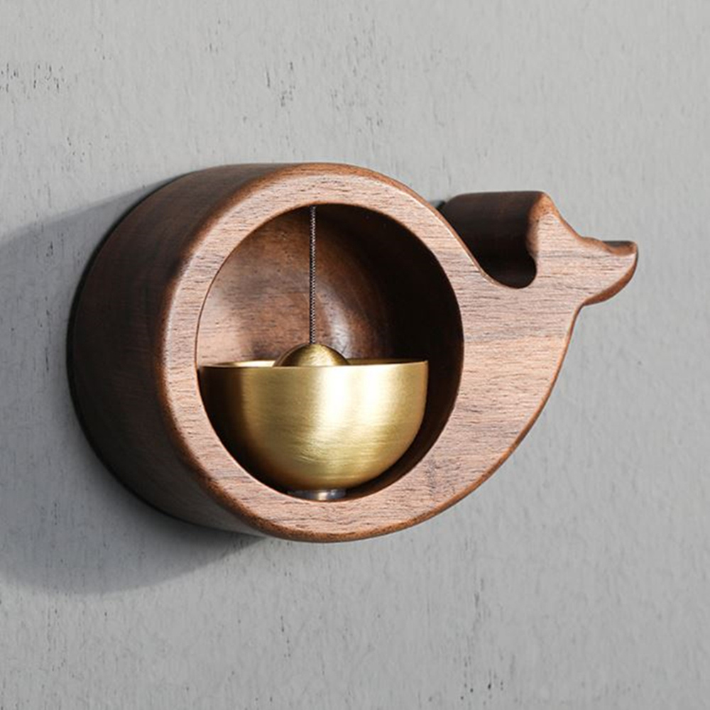 日式木質黃銅鈴鐺鯨魚造型風鈴