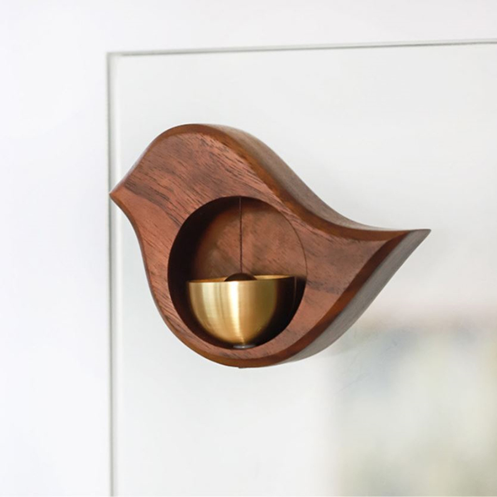 日式木質黃銅鈴鐺小鳥造型風鈴