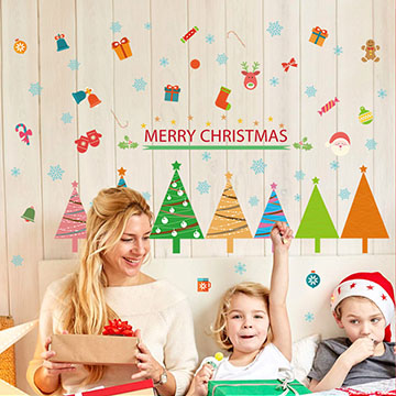 聖誕耶誕新年壁貼紙裝飾派對佈置櫥窗玻璃牆貼◆歡樂耶誕樹滿滿的祝福
