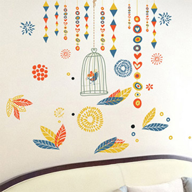 《Stylelife》情境壁貼-彩繪花鳥籠