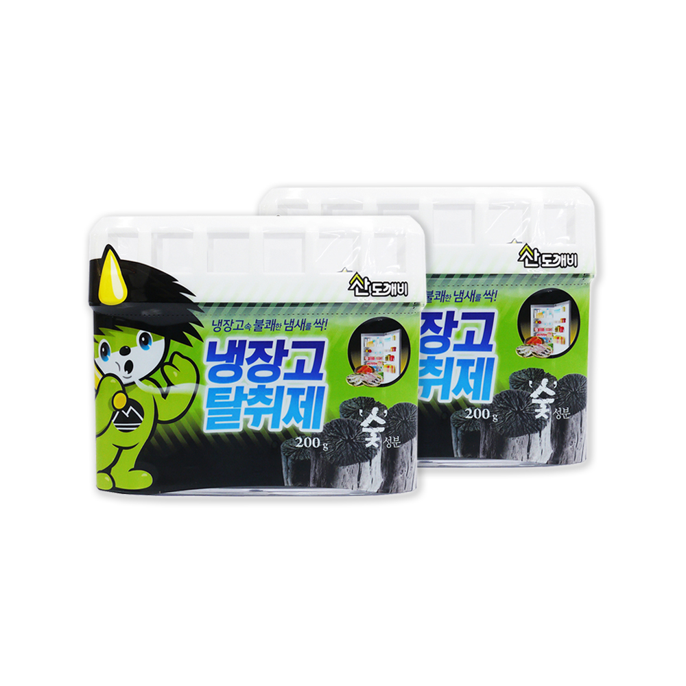 (2盒超值組)韓國山鬼怪-冰箱淨味防潮凝膠薄型除臭劑-活性碳(黑)200g/盒