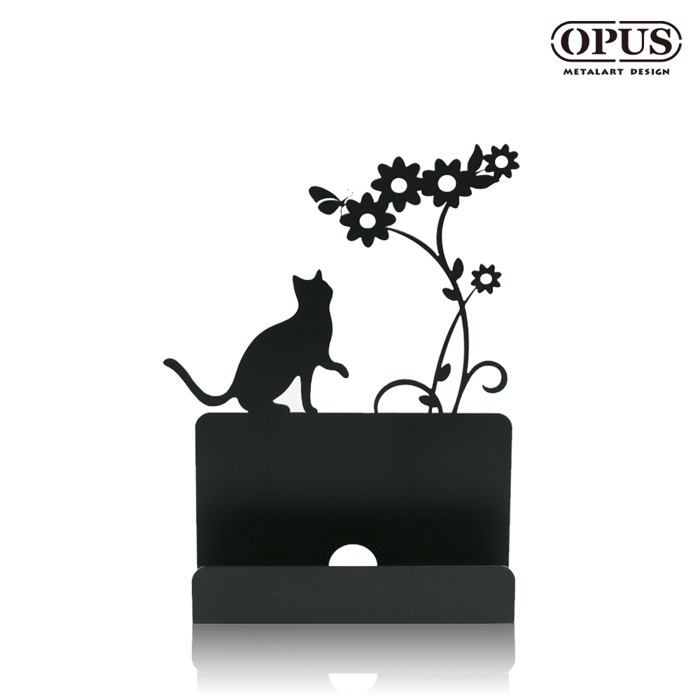 【OPUS東齊金工】歐式鐵藝貓咪名片座(經典黑) 名片夾 名片架 商務名片盒 CA-ca02B