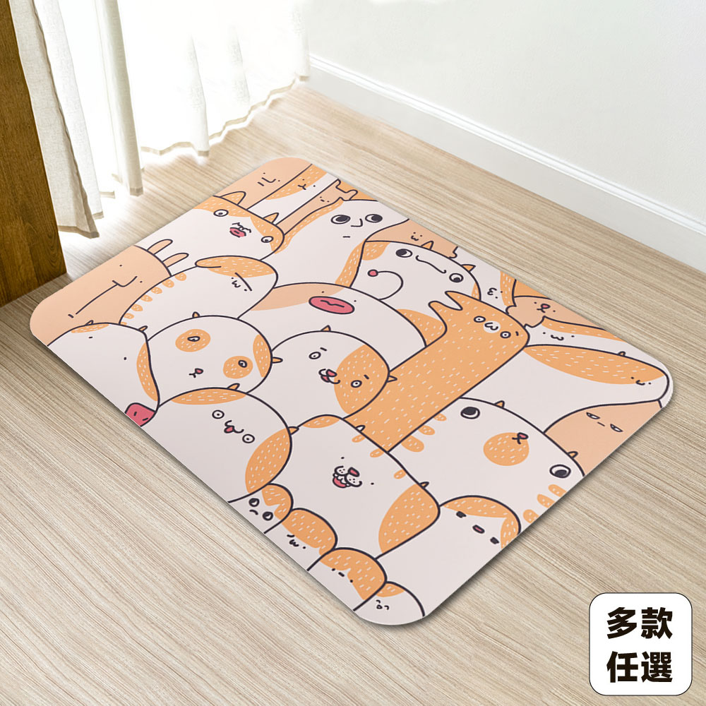 【怪獸】新銳設計師 10秒頂吸 軟式珪藻土吸水地墊-NewGen Designer(60x40cm)