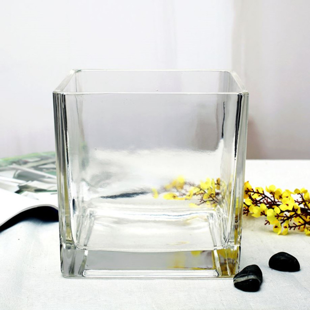 方形魚缸多用途透明玻璃花瓶花器15*15CM