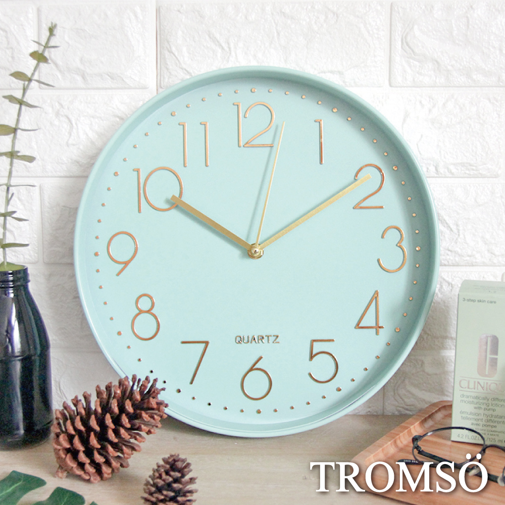 TROMSO紐約時代玫瑰金靜音時鐘-時代藍綠金
