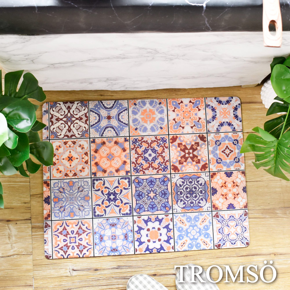 TROMSO廚房防油短皮革地墊-K526S西班牙花磚(小)