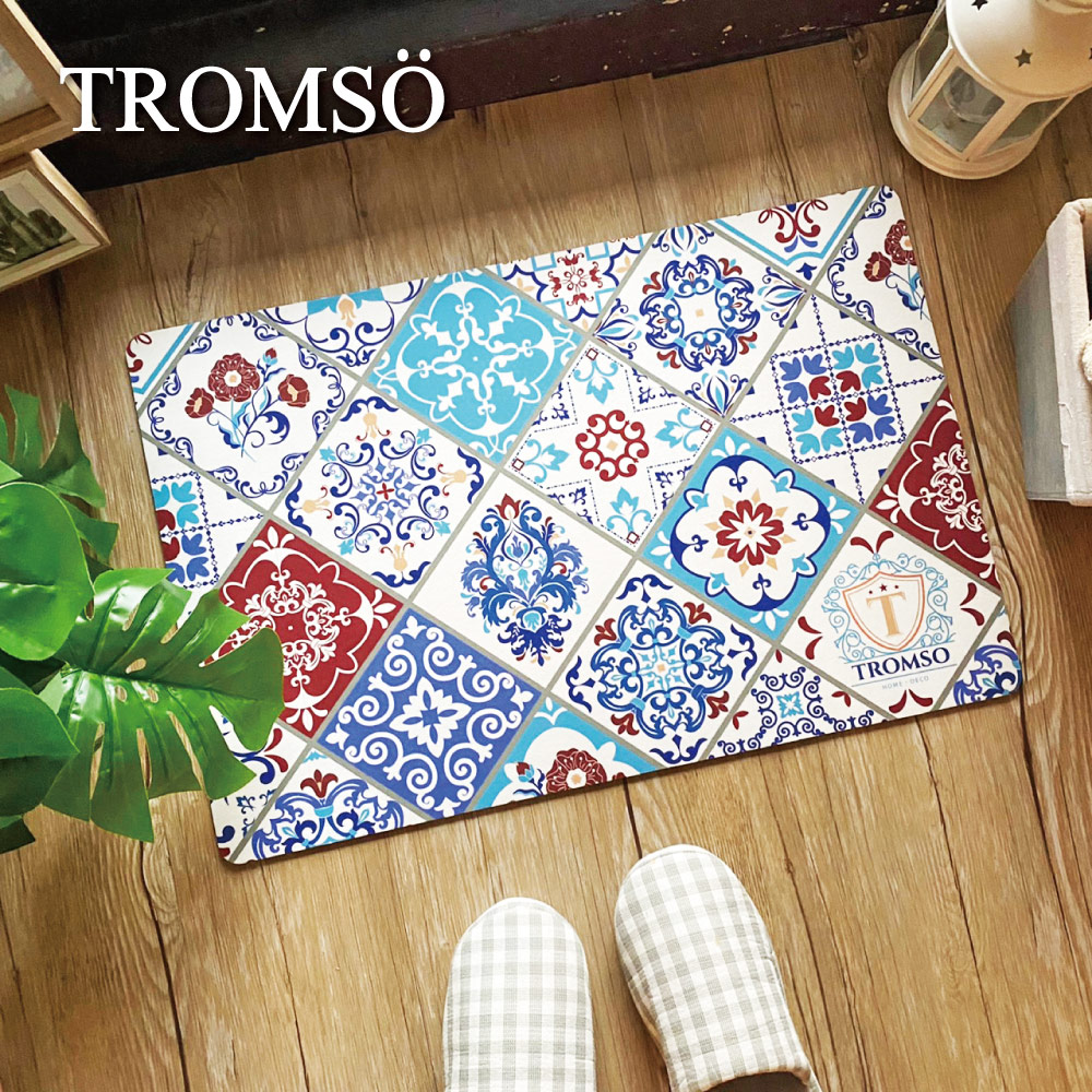 TROMSO科技絨舒柔吸水地墊-奢華紅花磚BS-801