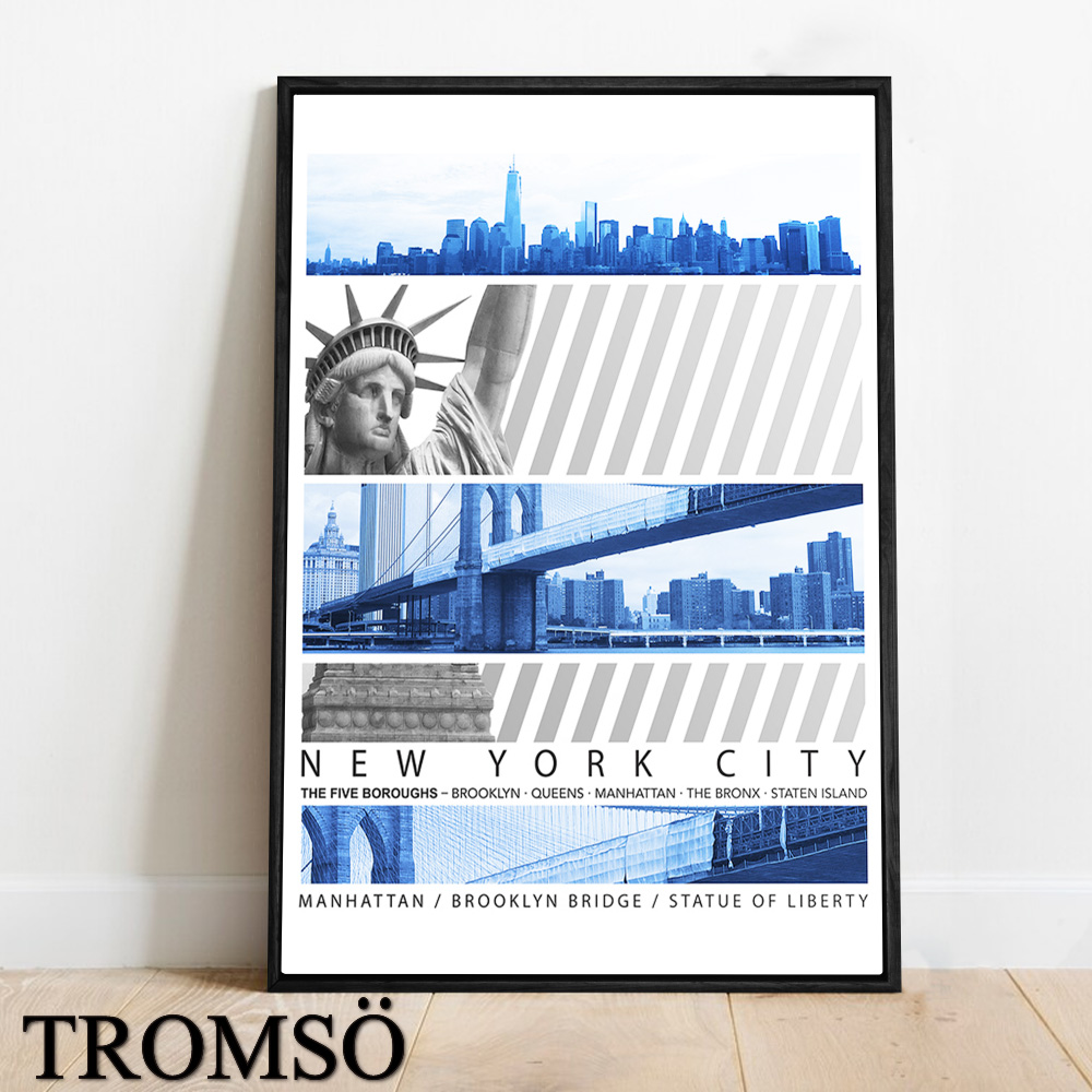 TROMSO北歐生活版畫有框畫-紐約藍調WA208(40x60cm)