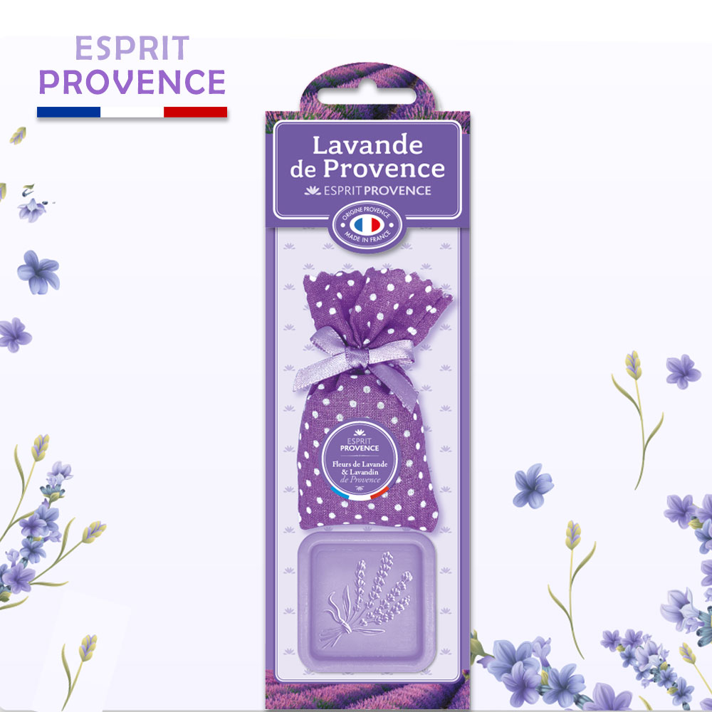 法國ESPRIT PROVENCE薰衣草香包+薰衣草皂組合(淺紫點點)