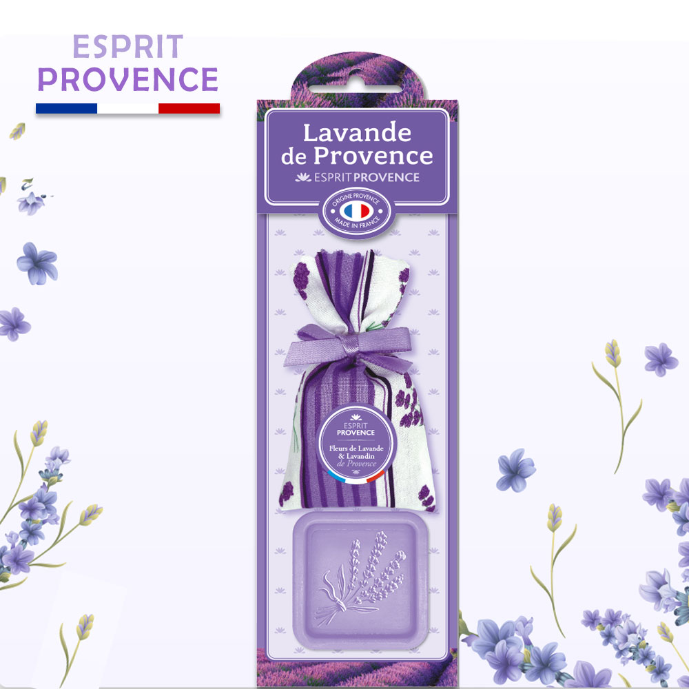 法國ESPRIT PROVENCE薰衣草香包+薰衣草皂組合(淺紫條紋薰衣草)